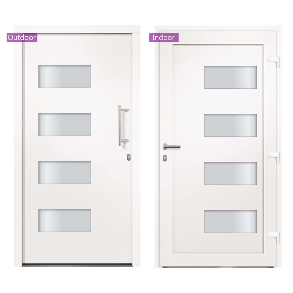 Porta d'Ingresso in Alluminio e PVC Bianco 100x200 cm