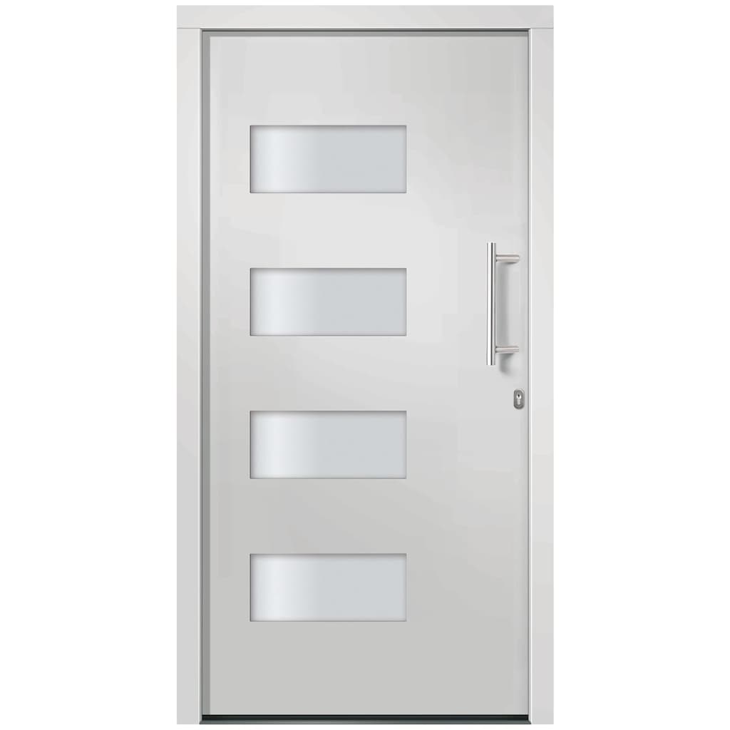 Porta d'Ingresso in Alluminio e PVC Bianco 100x210 cm