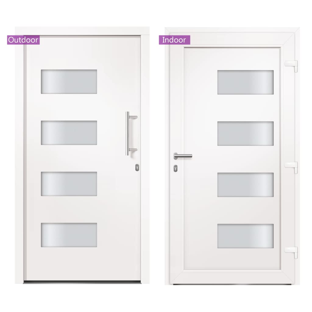 Porta d'Ingresso in Alluminio e PVC Bianco 100x210 cm
