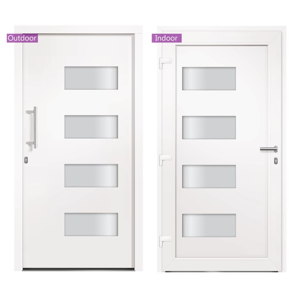 Porta d'Ingresso in Alluminio e PVC Bianco 100x210 cm