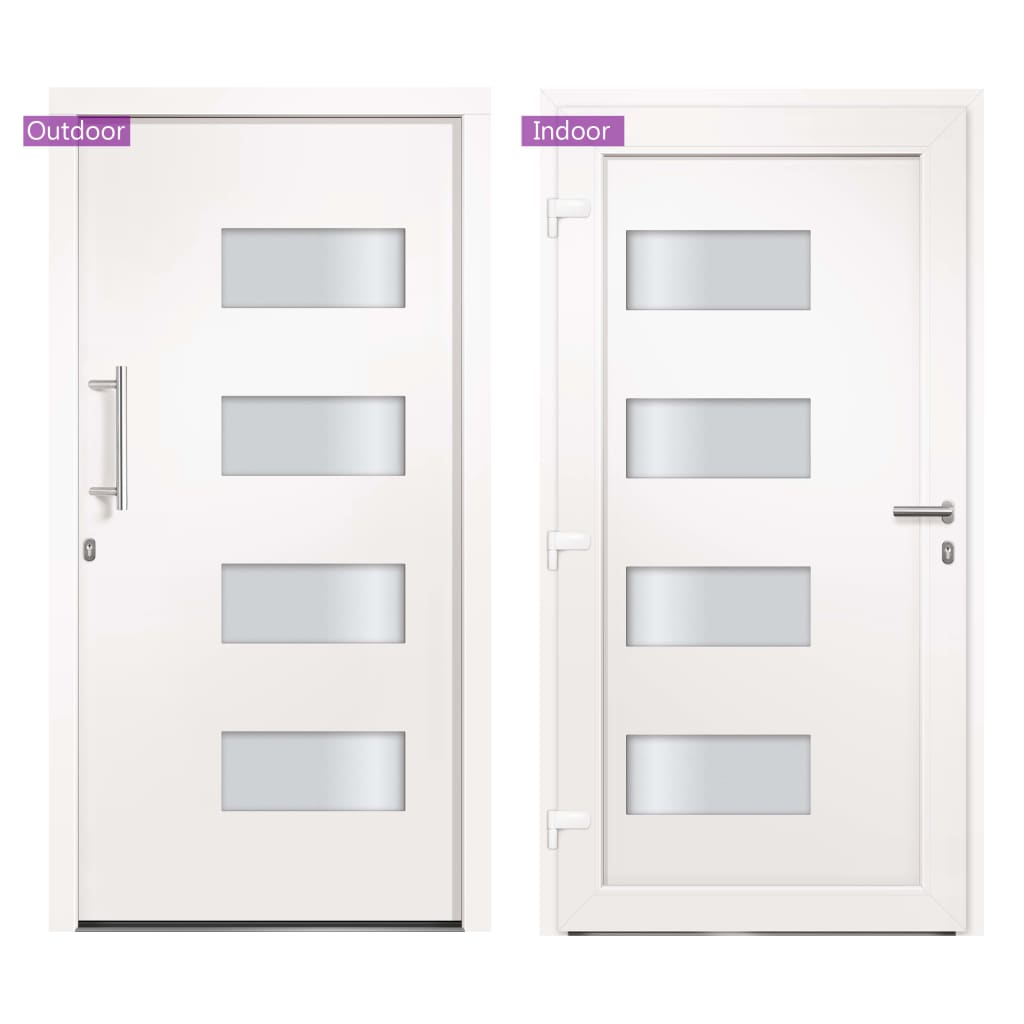 Porta d'Ingresso in Alluminio e PVC Bianco 110x210 cm