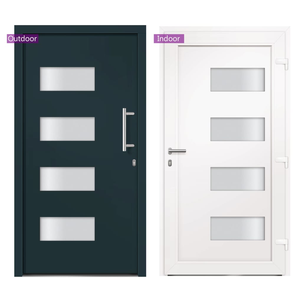Porta d'Ingresso in Alluminio e PVC Antracite 100x210 cm
