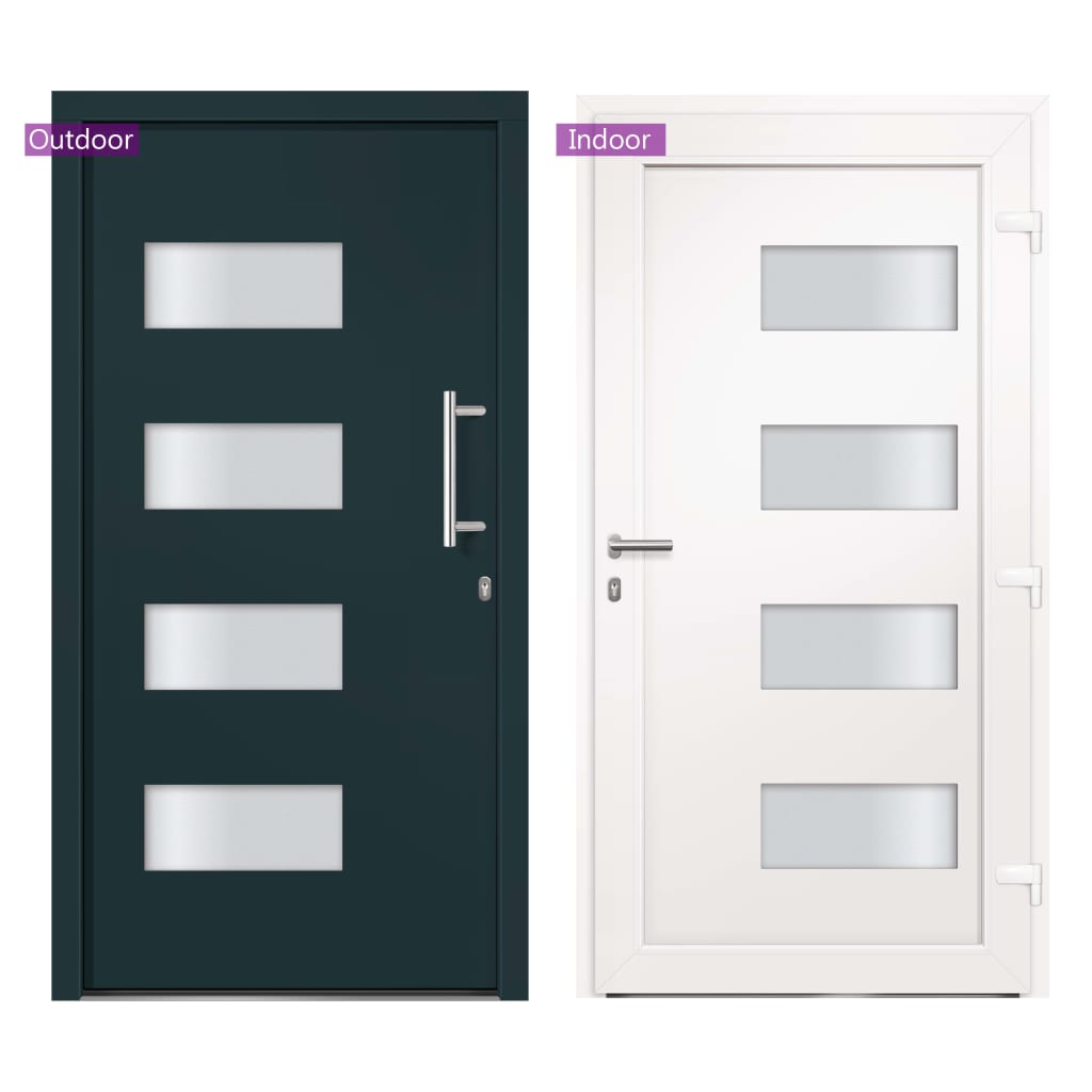 Porta d'Ingresso in Alluminio e PVC Antracite 110x210 cm
