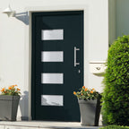 Porta d'Ingresso in Alluminio e PVC Antracite 110x210 cm