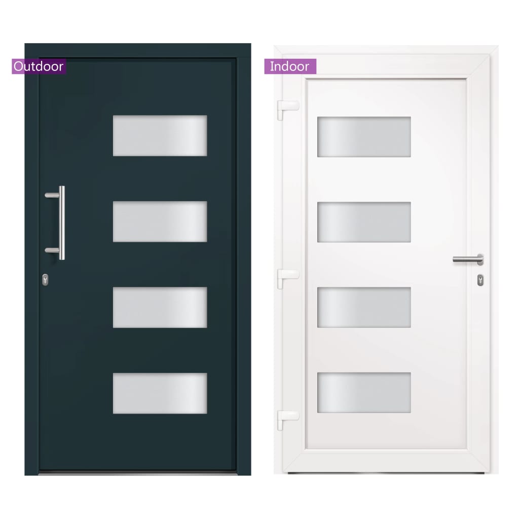 Porta d'Ingresso in Alluminio e PVC Antracite 100x200 cm