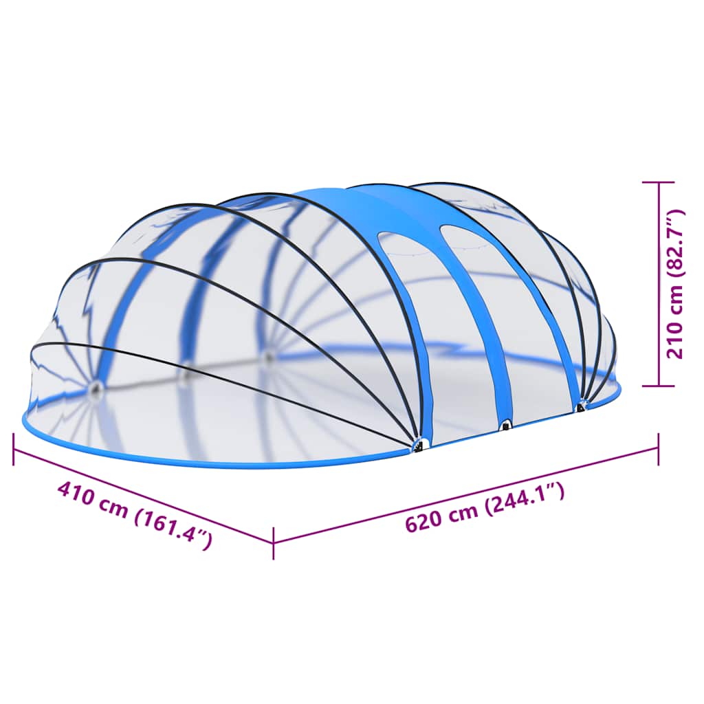 Calotta per Piscina Ovale 620x410x210 cm in PVC UPF 30