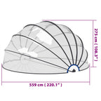 Cupola per Piscina 559x275 cm - PVC UPF 30 con Struttura in Fibra di Vetro