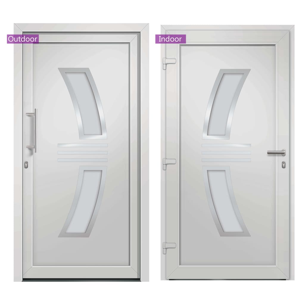 Porta di Ingresso Bianca 108x200 cm PVC Alluminio