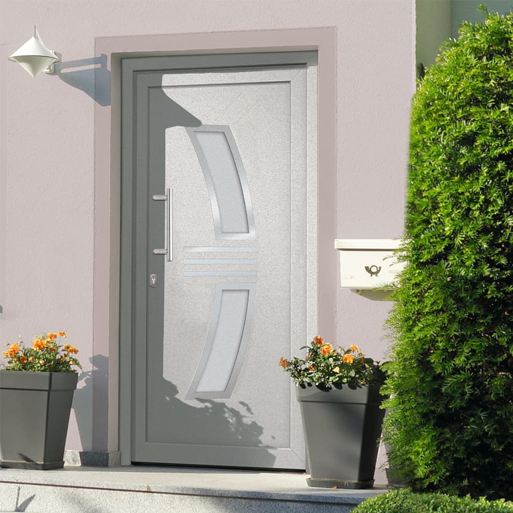 Porta di Ingresso Bianca 108x200 cm PVC Alluminio