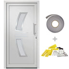Porta d'Ingresso Bianca PVC 88x200 cm con Vetri Isolanti