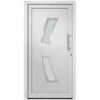 Porta d'Ingresso Bianca PVC 88x200 cm con Vetri Isolanti