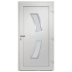 Porta d'Ingresso Bianca PVC 88x200 cm con Vetri Isolanti