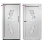 Porta d'Ingresso Bianca PVC 88x200 cm con Vetri Isolanti