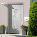 Porta d'Ingresso Bianca PVC 88x200 cm con Vetri Isolanti