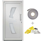 Porta d'ingresso bianca 98x200 cm con telaio PVC e rinforzo acciaio