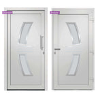 Porta d'ingresso bianca 98x200 cm con telaio PVC e rinforzo acciaio