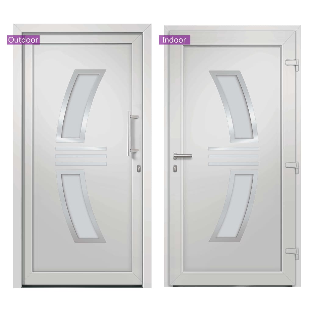 Porta d'ingresso bianca 98x200 cm con telaio PVC e rinforzo acciaio