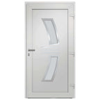 Porta d'ingresso bianca 98x200 cm con telaio PVC e rinforzo acciaio