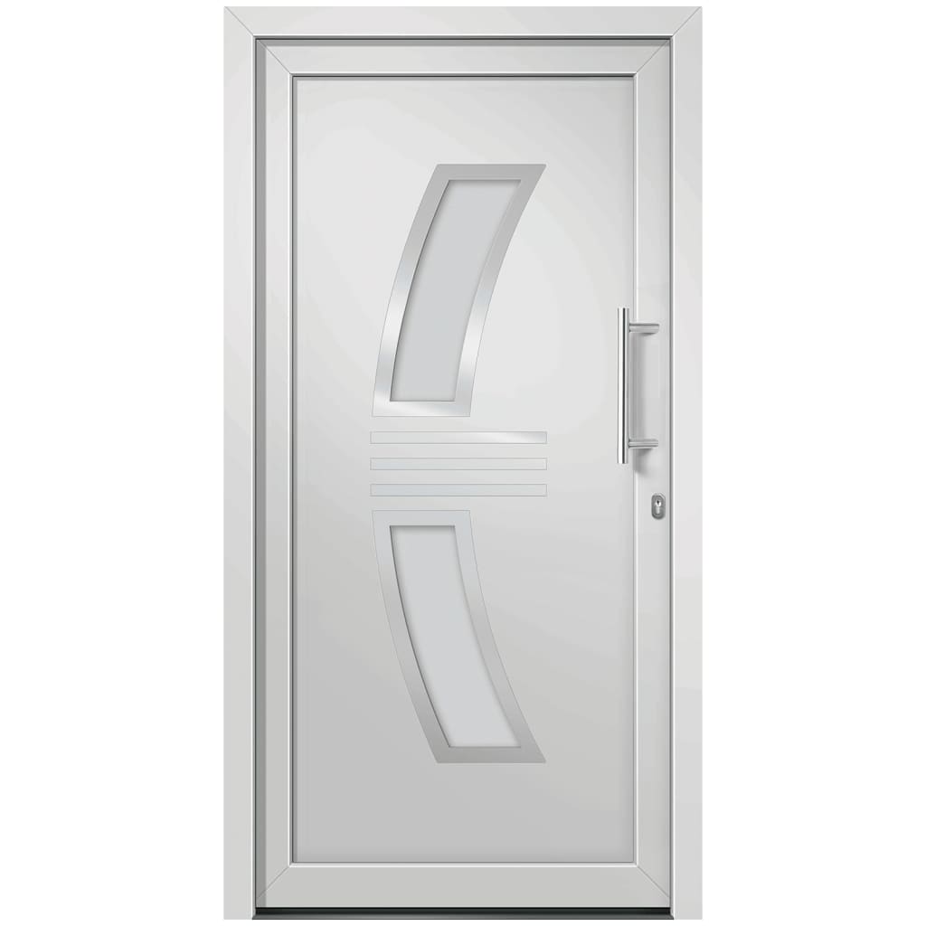Porta di Ingresso Bianca PVC 108x200 cm con Telaio e Cerniere 3D