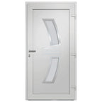 Porta di Ingresso Bianca PVC 108x200 cm con Telaio e Cerniere 3D