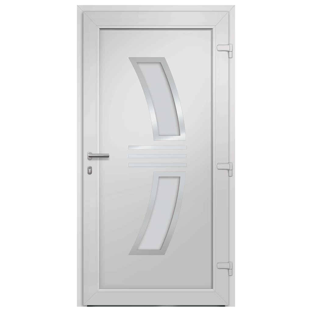 Porta di Ingresso Bianca PVC 108x200 cm con Telaio e Cerniere 3D