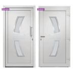 Porta di Ingresso Bianca PVC 108x200 cm con Telaio e Cerniere 3D