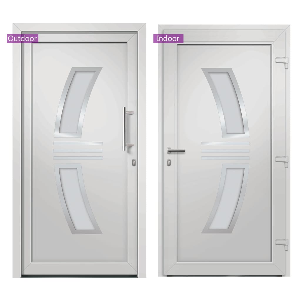Porta di Ingresso Bianca PVC 108x200 cm con Telaio e Cerniere 3D
