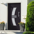 Porta d'Ingresso Antracite 88x200 cm PVC con Vetri Isolanti