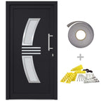 Porta d'Ingresso PVC Antracite 108x208 cm con Telaio e Cerniere 3D