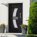 Porta d'Ingresso PVC Antracite 108x208 cm con Telaio e Cerniere 3D
