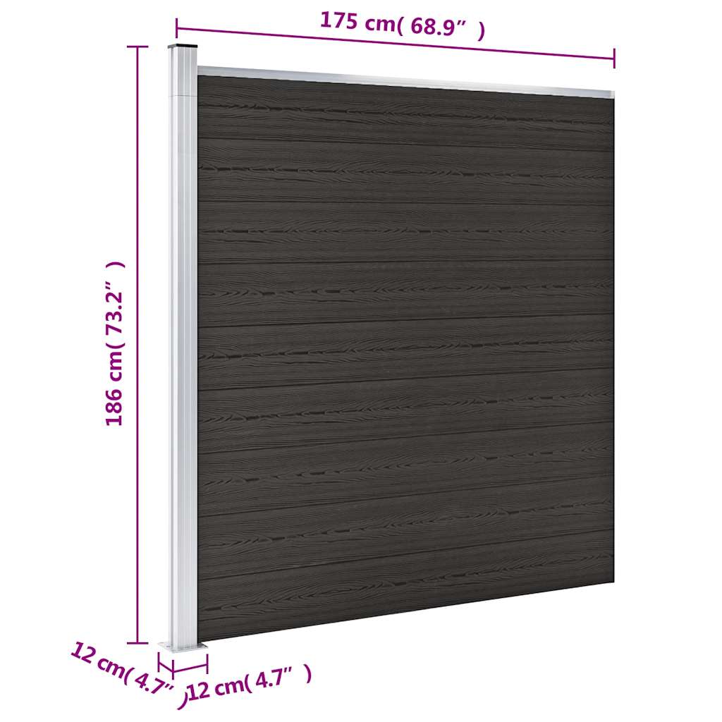 Pannello di Recinzione WPC 175x186 cm Nero
