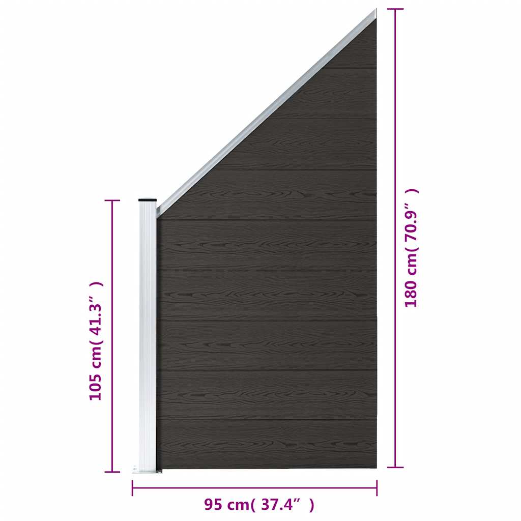 Pannello di Recinzione in WPC 95x(105-180) cm Nero