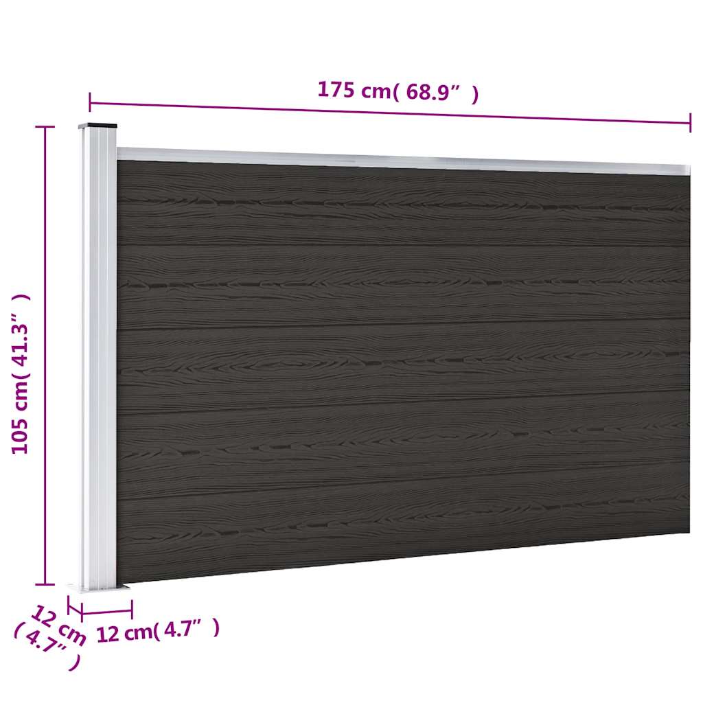 Pannello di Recinzione in WPC 175x105 cm Nero
