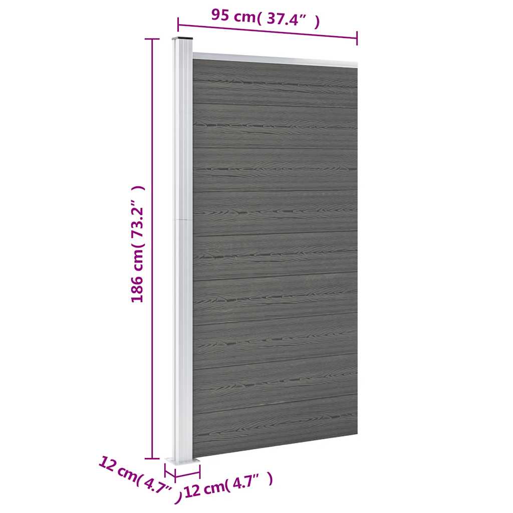 Pannello di Recinzione WPC 95x186 cm Grigio