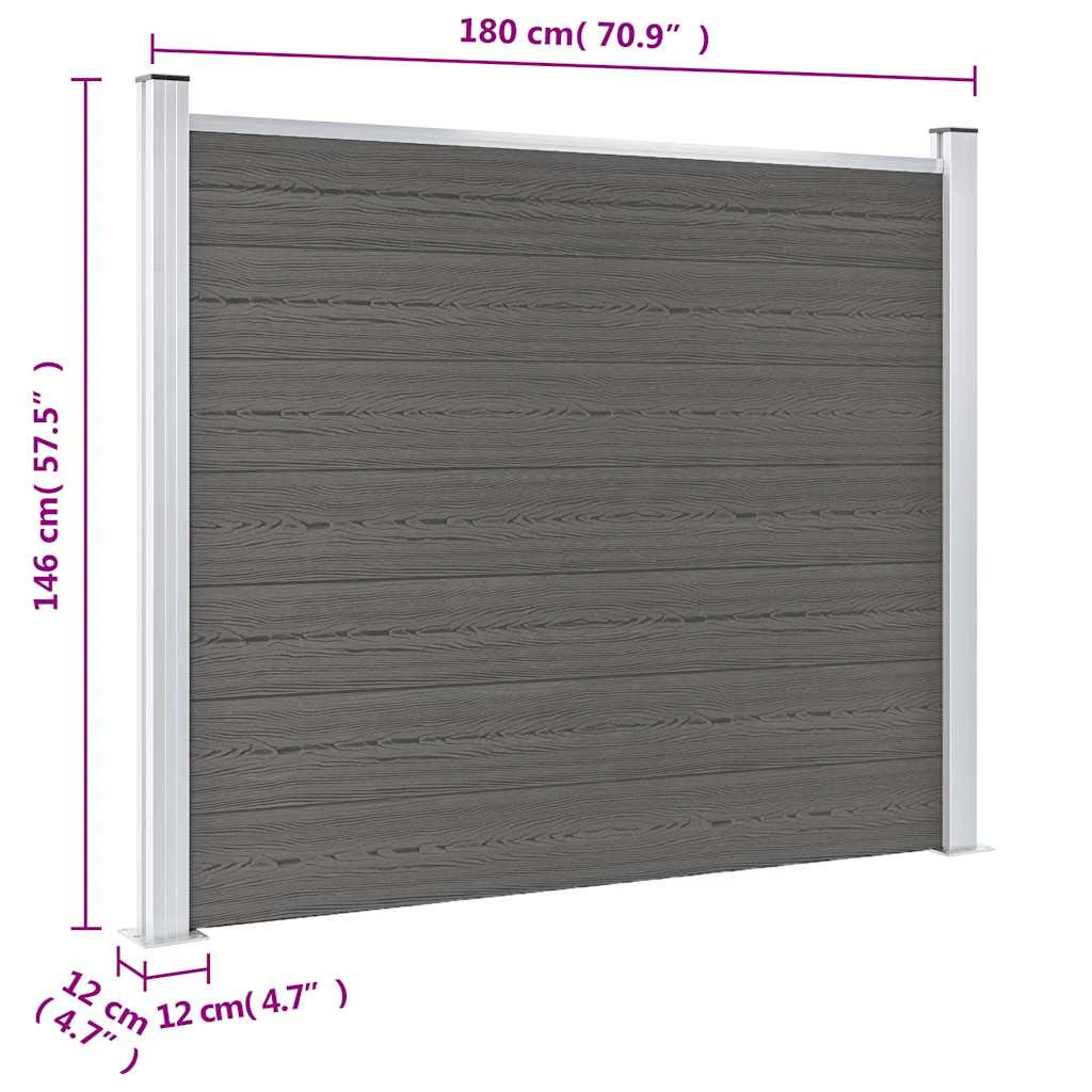 Pannello di Recinzione WPC 180x146 cm Grigio