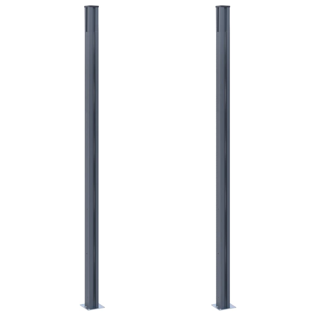 Pali di Recinzione 2 pz Grigio Scuro 185 cm in Alluminio