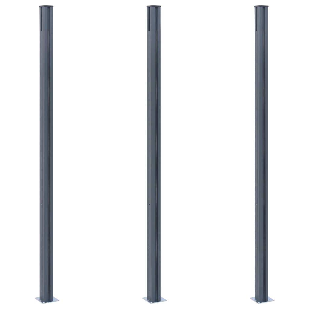 Pali di Recinzione 3 pz Grigio Scuro 185 cm in Alluminio