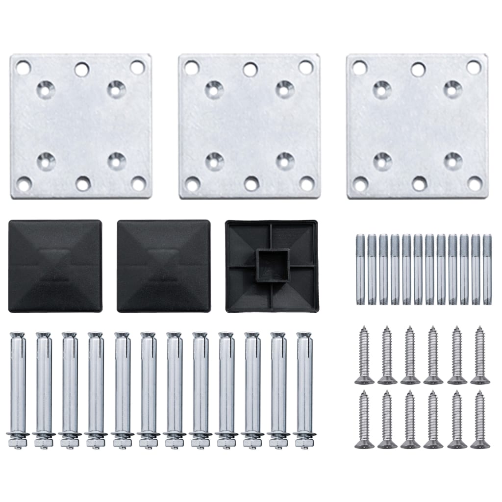 Pali di Recinzione 3 pz Grigio Scuro 185 cm in Alluminio