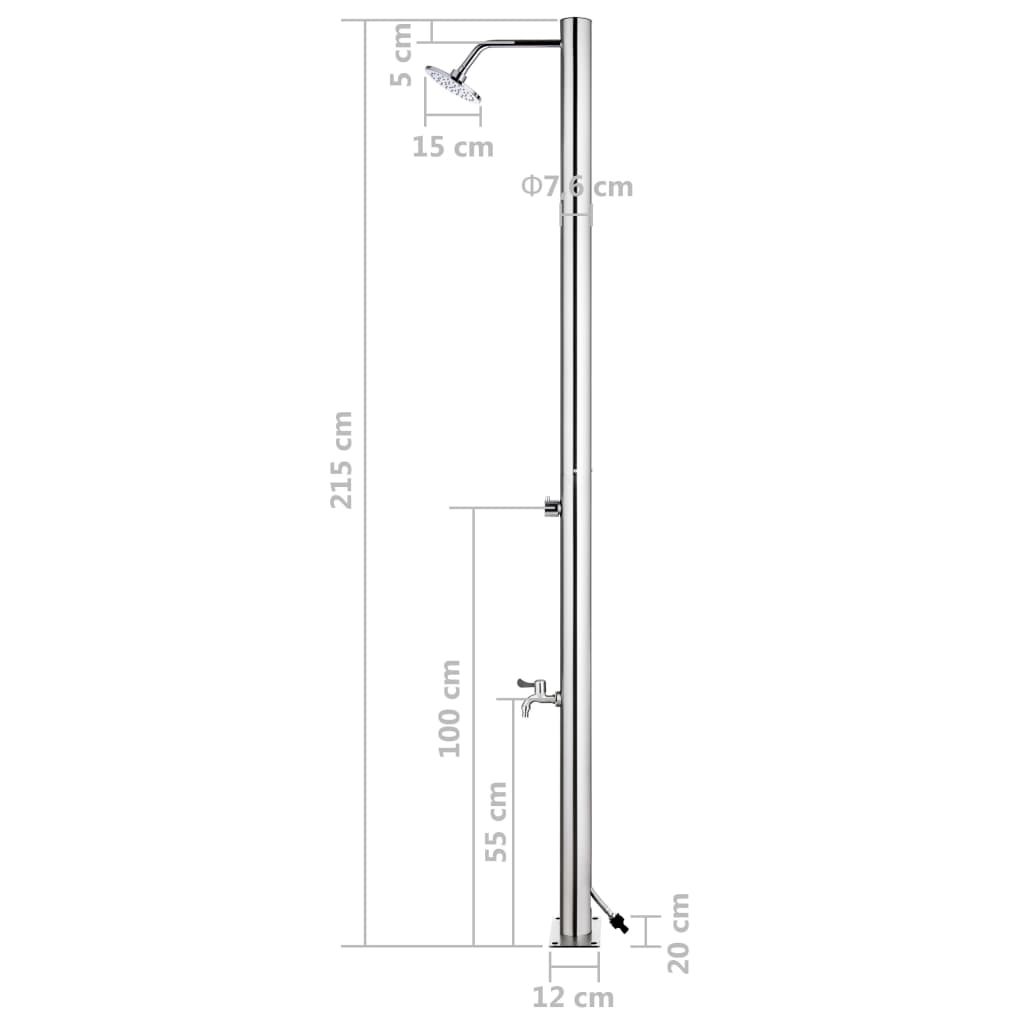 Doccia da Giardino 215 cm in Acciaio Inossidabile 304