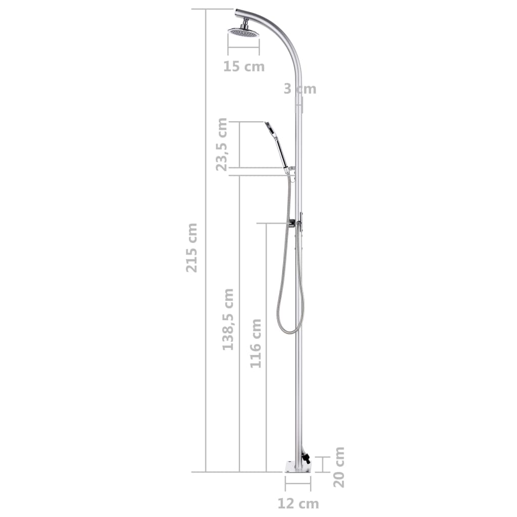 Doccia da Giardino 215 cm in Alluminio vidaXL