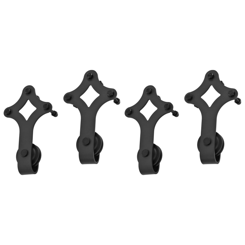 Kit di Binari per Porte Scorrevoli 2 pz 183 cm Acciaio Nero