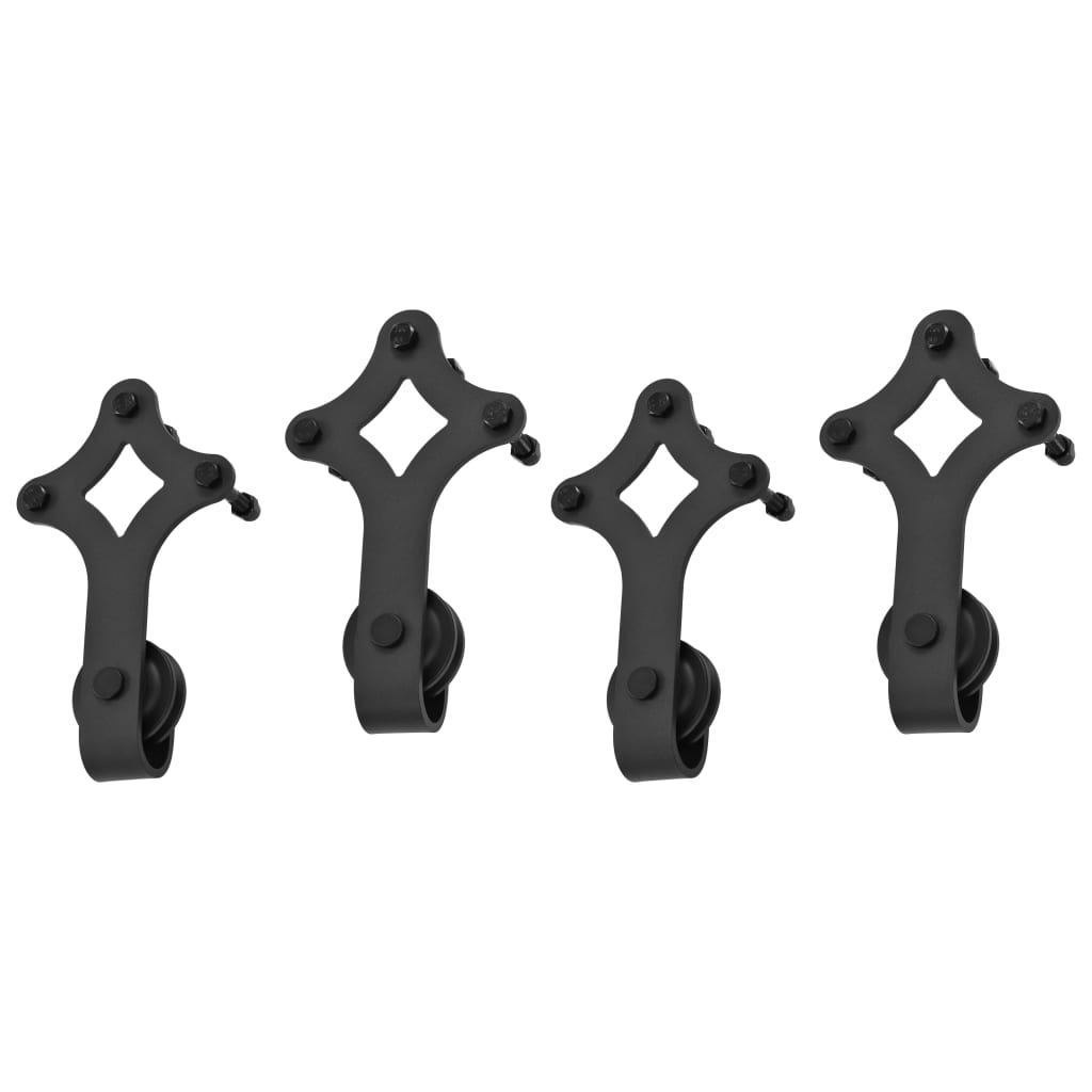 Kit di Binari per Porte Scorrevoli 2 pz 200 cm Acciaio Nero