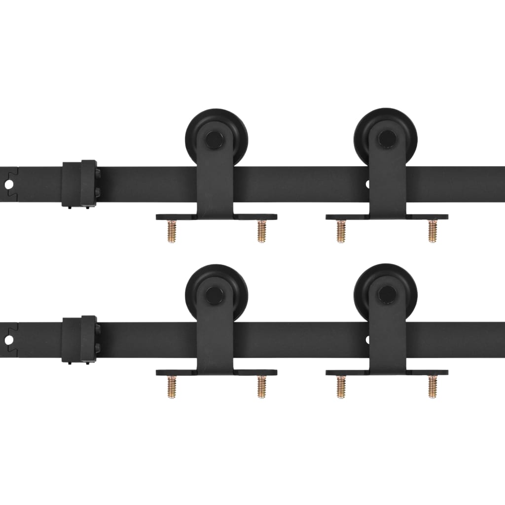Kit Binari per Porte Scorrevoli 2 pz 183 cm Acciaio Nero