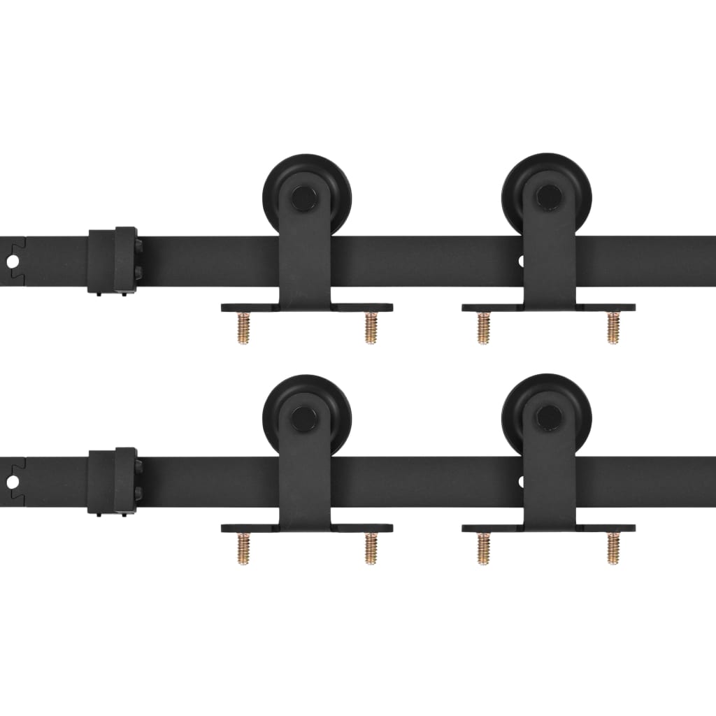 Kit di Binari per Porte Scorrevoli 2 pz 200 cm Acciaio Nero