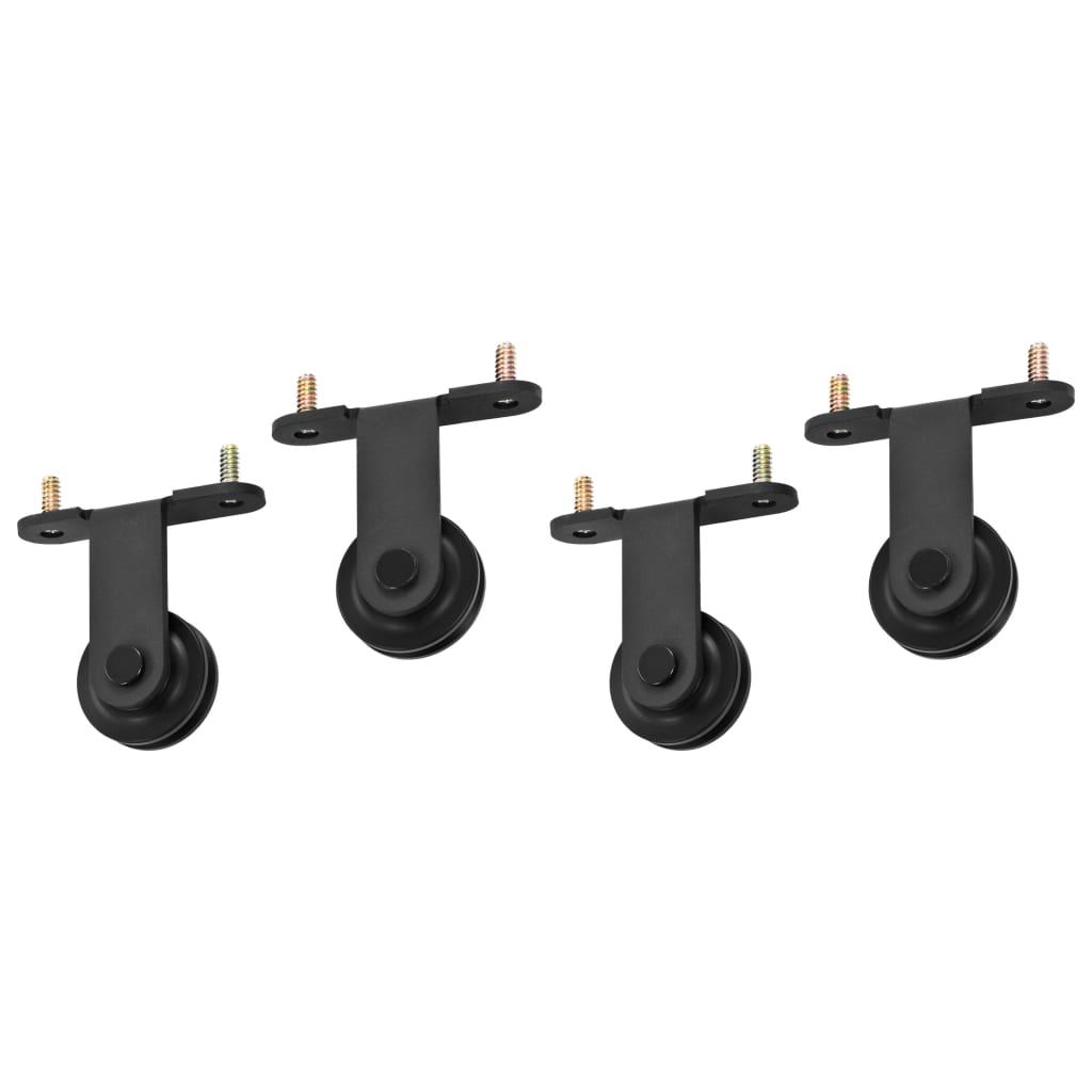 Kit di Binari per Porte Scorrevoli 2 pz 200 cm Acciaio Nero