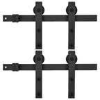 Kit di Binari per Porte Scorrevoli 2 pz 200 cm Acciaio Nero