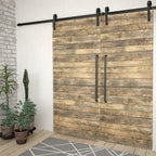 Kit di Binari per Porte Scorrevoli 2 pz 200 cm Acciaio Nero