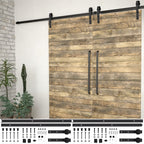 Kit di Binari per Porte Scorrevoli 2 pz 200 cm Acciaio Nero