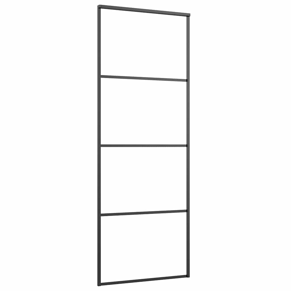 Porta Scorrevole in Alluminio e Vetro ESG 76x205 cm Nera