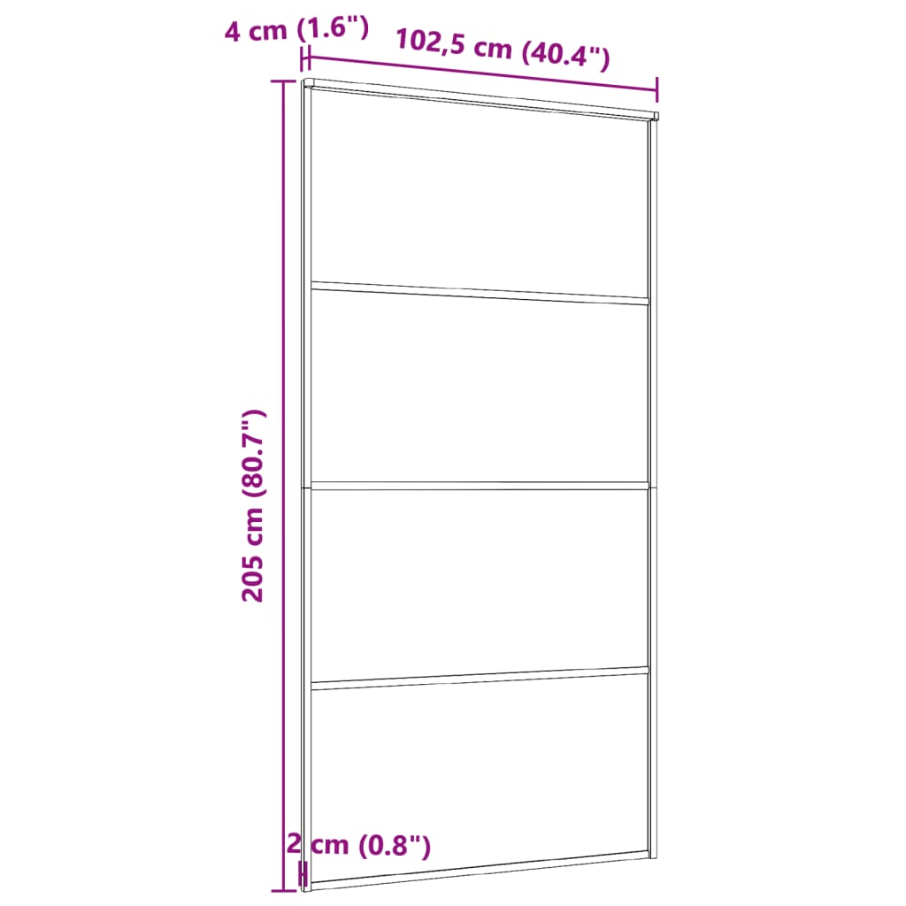 Porta Scorrevole in Vetro ESG e Alluminio 102,5x205 cm Nera